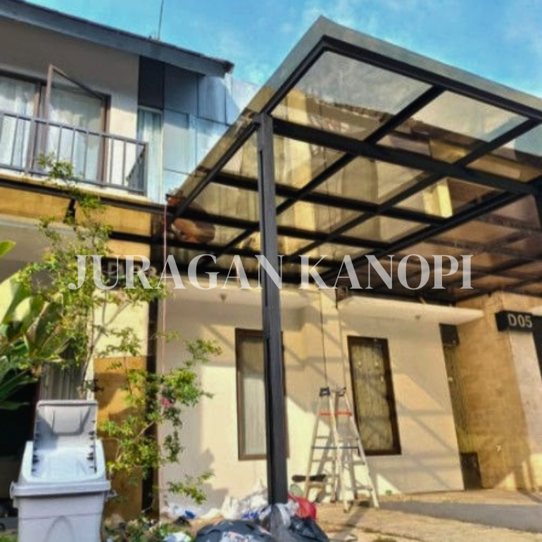 atap SolarFlat 1,2m kanopi baja ringan terpasang minimalis + cat rangka free lampu