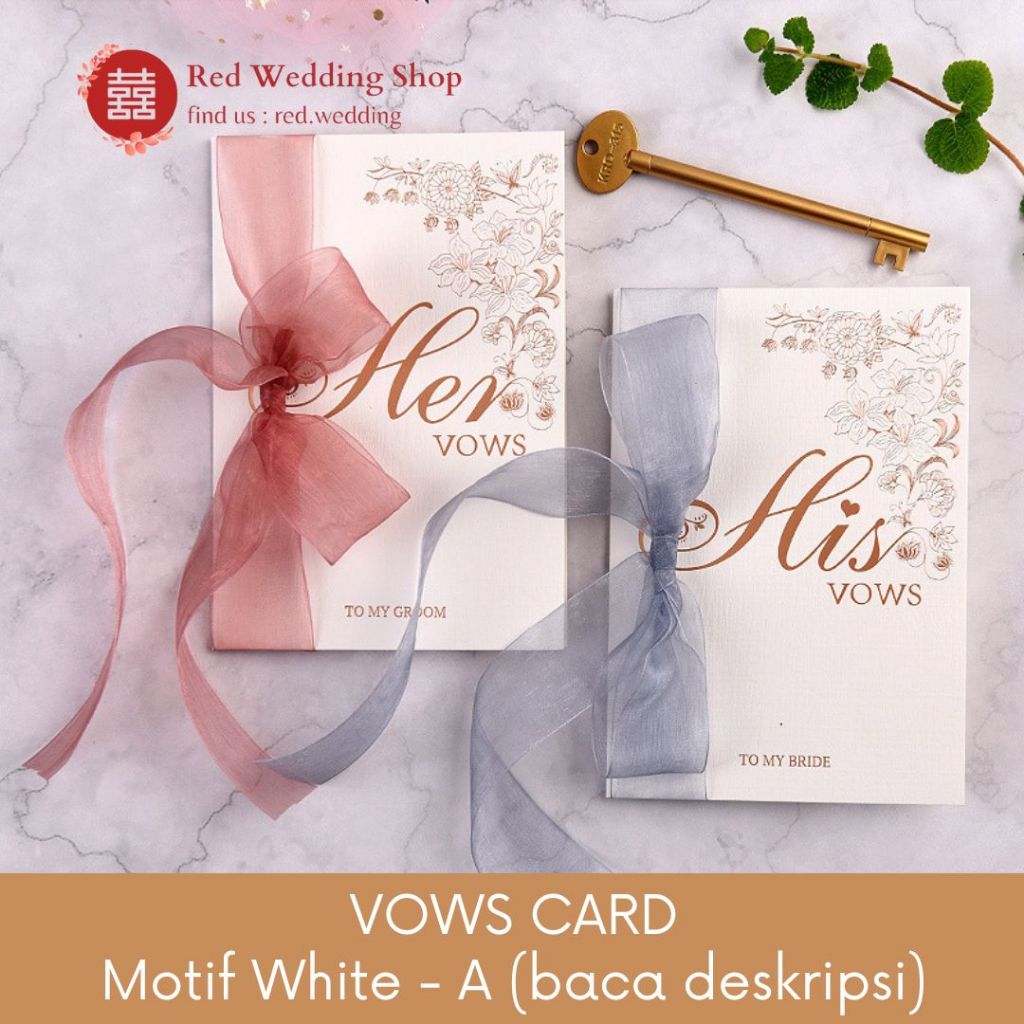 

VOWS CARD Kartu Ucapan Janji Wedding Shuang Xi Pita Aesthetic Tebal Premium Set Lengkap dengan Pena Estetik