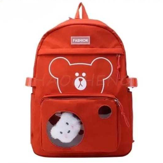 Tas Ransel Anak Perempuan Motif Beruang Teddy SAKU MIKA BONEKA Tas Ransel Sekolah SD SMP SMA Kuliah 