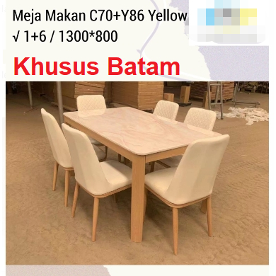 Meja Makan C70+Y86 Yellow 1+6 1300x800 Khusus Batam