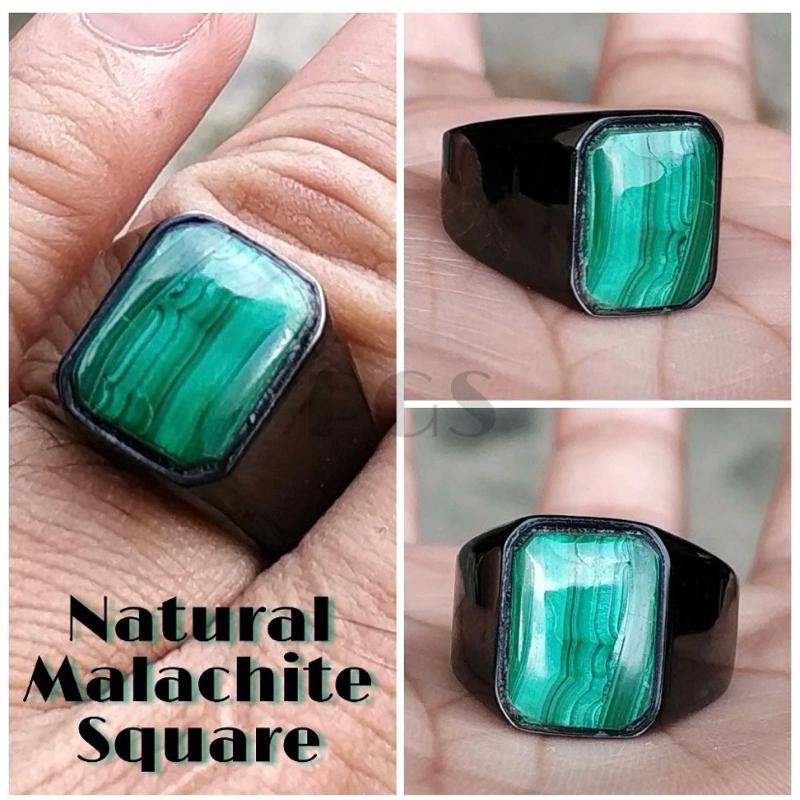 NATURAL BATU CINCIN AKIK PERMATA MALACHITE TITANIUM