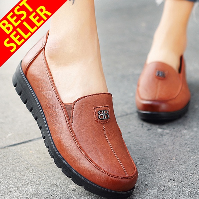 BEST PRODUCT QINGSHUI Sepatu Wanita Flat Loafer Kulit Kasual Fashion Wanita Sepatu Kerja Nyaman