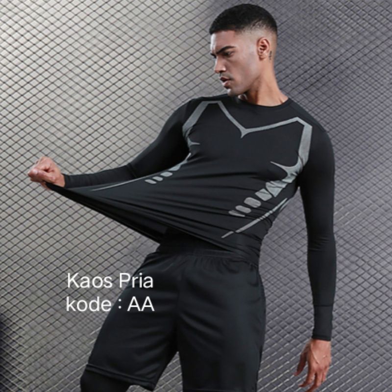 Kaos Lengan Panjang Pria Olahraga Dry fit /Kaos Sport Pria