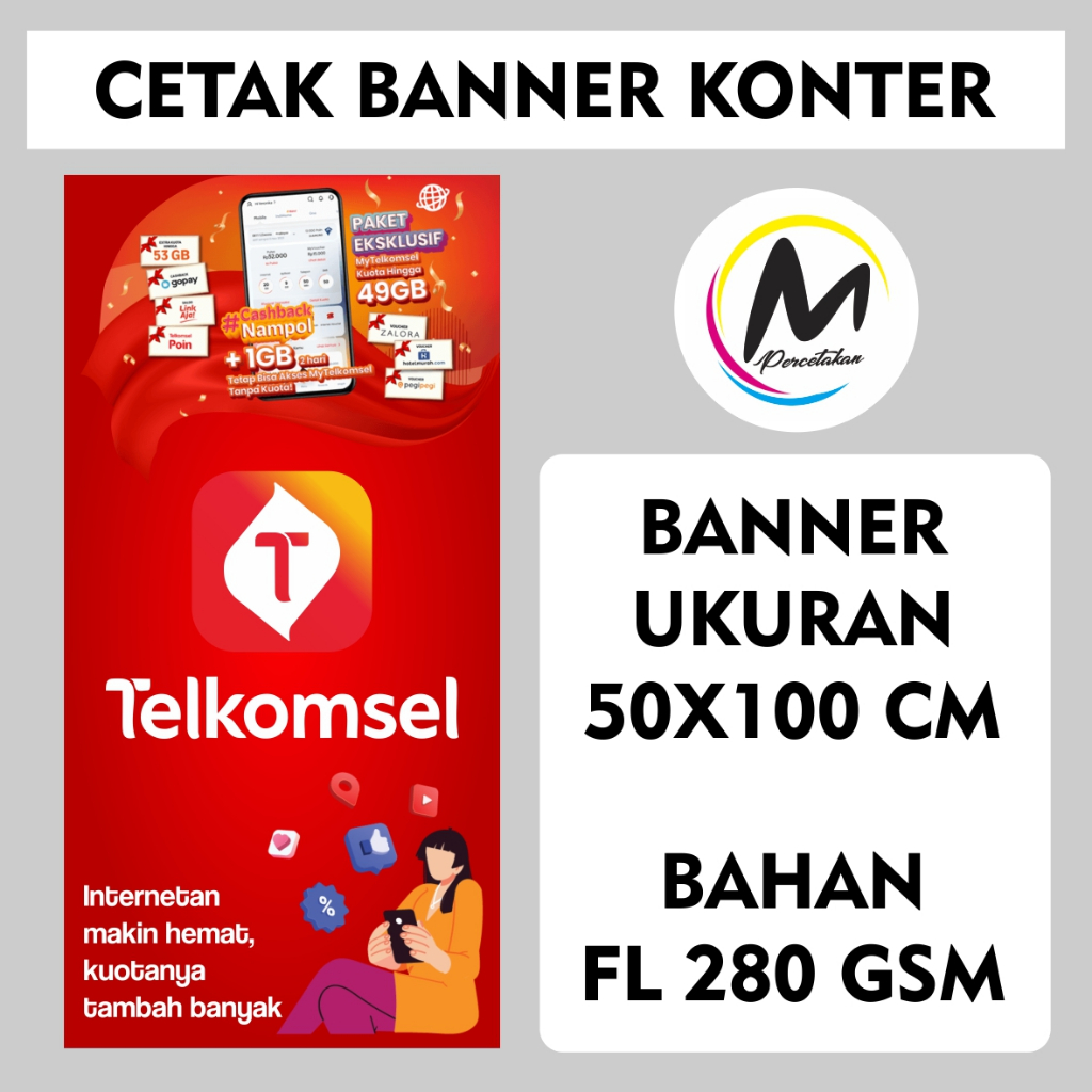 BANNER KONTER TELKOMSEL - UKURAN 50X100