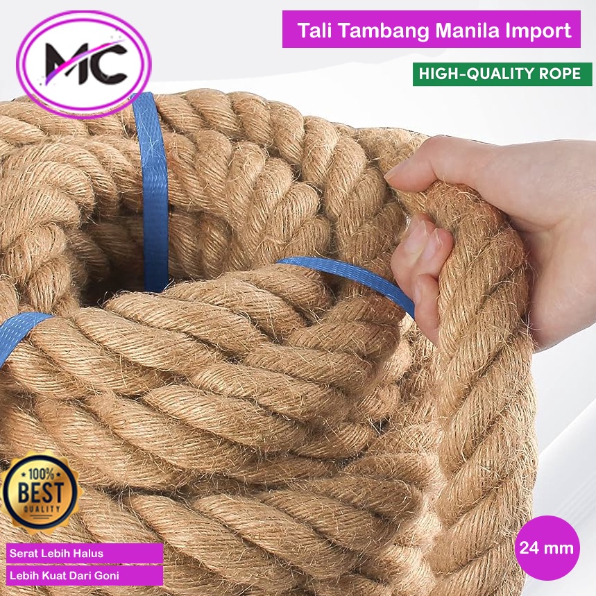 Sale Tali Tambang Besar 22mm 24mm Permeter Tali Manila Goni Dadung Coklat Kapal Outbound Tali Lomba 