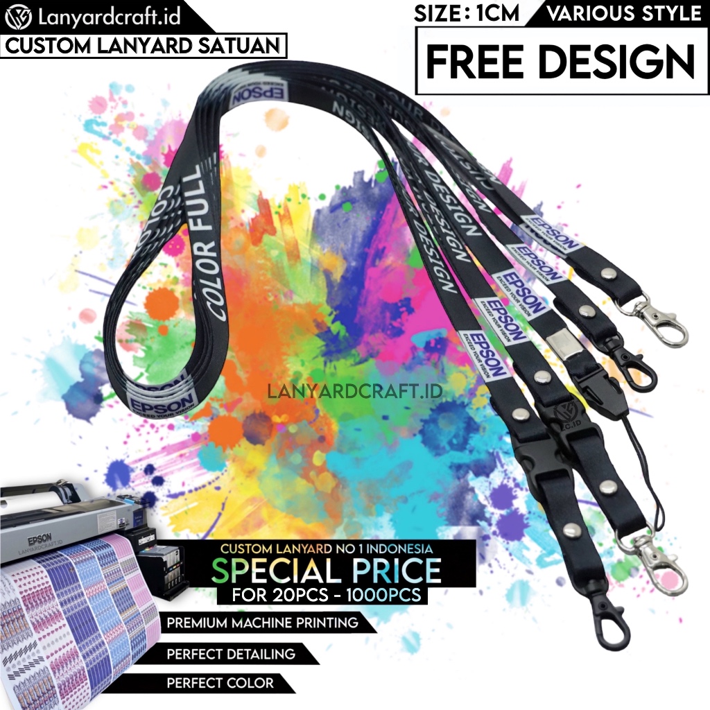 

SATUAN Custom Lanyard Various Style Size 1cm / Tali ID Card Custom / Lanyard Custom