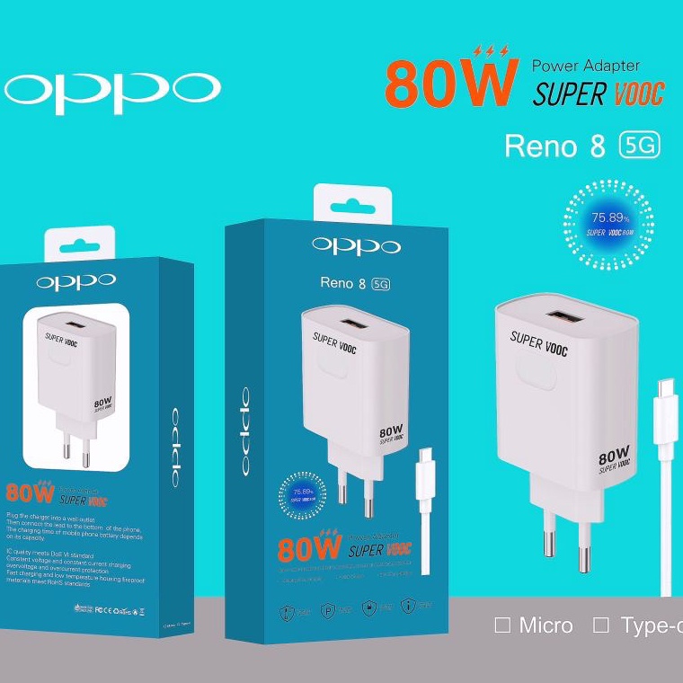TREND TERBARU CHARGER OPPO RENO 8 5G A77S MICRO TYPE C CHARGING CASAN 8W TC SUPER VOOC 1 ORIGINAL BY