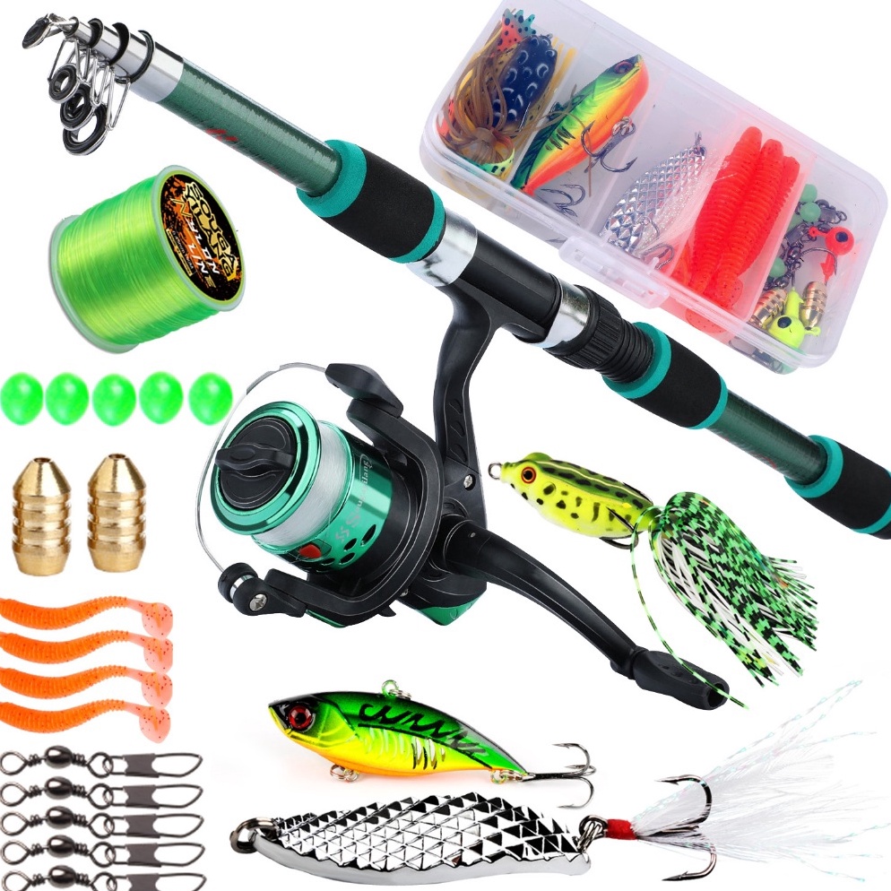 Terbaik Sougayilang 18M Joran Pancing Set 521 Gear Ratio Reel Pancing Spinning Fishing Reel Combo