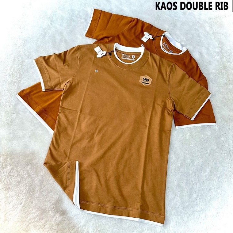 ART U77L MBAKaos kombinasi DOUBLE SIDE stripe Basic Tshirt Pria Cotton combed 24s Premium Distro