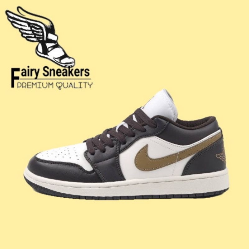 (F R Y) Sepatu Nike Air Jordan Retro 1 Low Brown Black Mocha
