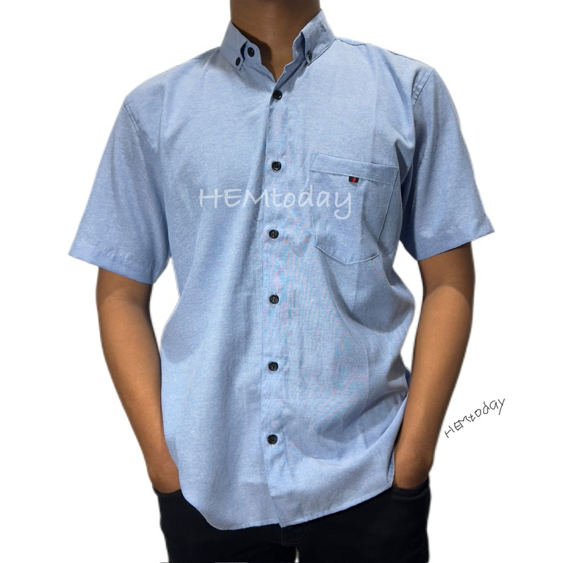KEMEJA ICE BLUE OXFORD LENGAN PENDEK KEMEJA POLOS OXFORD KEMEJA ICE BLUE KEMEJA TERBARU KEMEJA KANTO