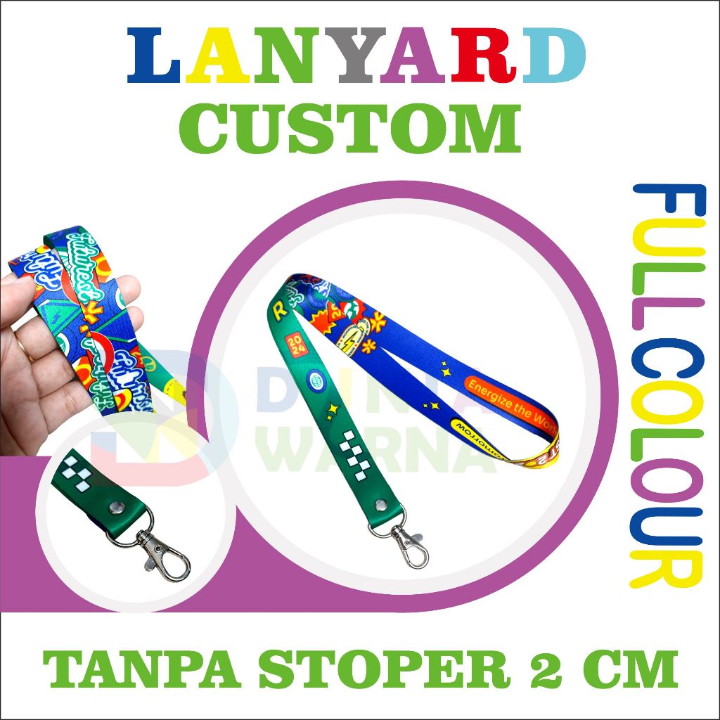 

Lanyard id card custome printing 2 cm 2sisi tanpa stoper/Tali lanyard id card custom printing sublim 2cm 2 sisi tanpa stoper