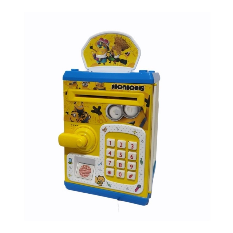 Mainan Anak Celengan ATM Mini Minion Brankas Sidik Jari Mesin Hitung Uang