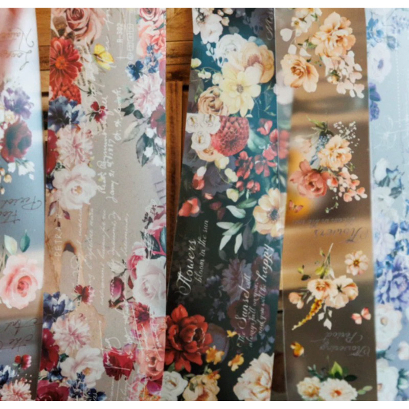 

(1AC) Washi tape selotip set PET bunga cantik tulisan word writing