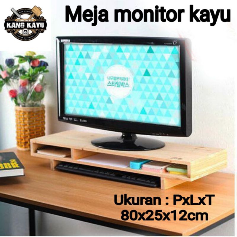 Meja monitor kayu stand monitor komputer meja pc gaming meja kayu