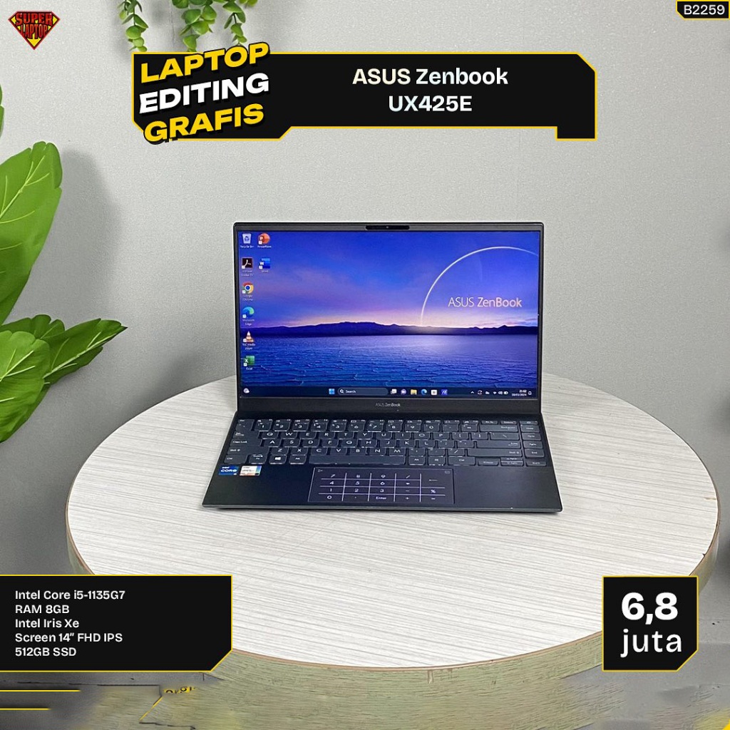 Laptop ASUS ZenBook UX425E Intel Core i5-1135G7 RAM 8GB SSD 512GB FHD IPS