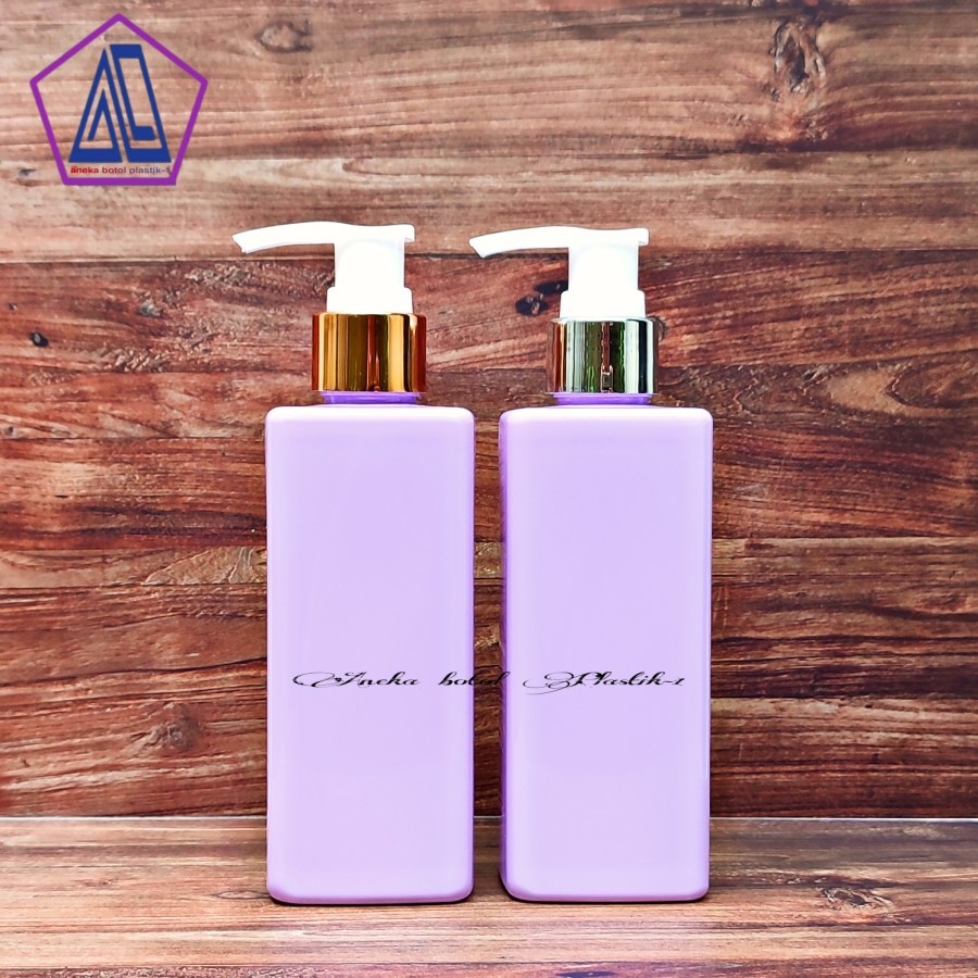 Botol Pump 250ml Kotak Pet Ungu Tempat Sabun Cair / Botol 250ml Pump Lotion Plastik Tebal