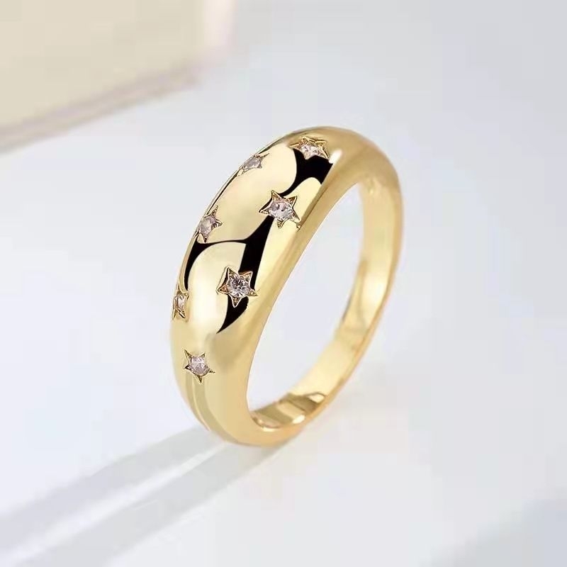 Clafel & Co - META Cincin Wanita Titanium Asli Lapis Emas 18K Gold Zircon Jewelry