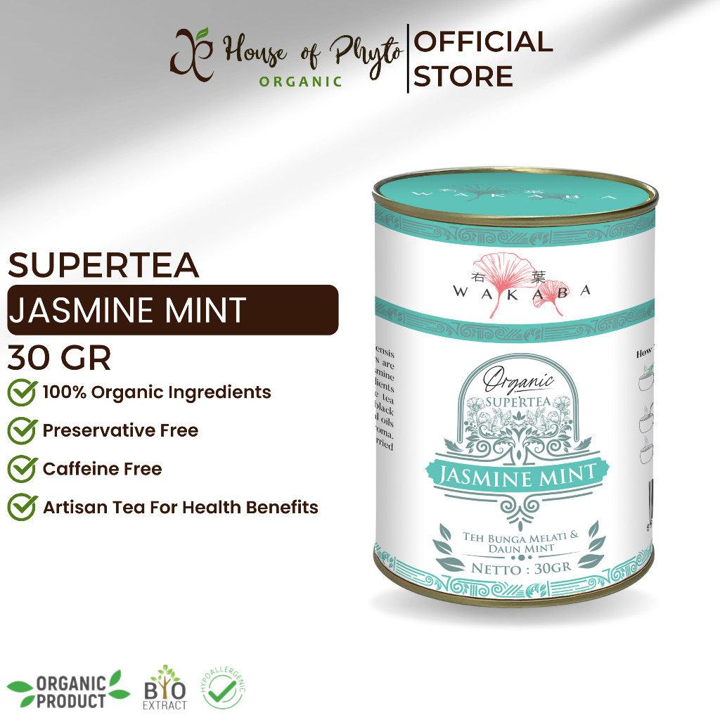 

Supertea Jasmine Mint WAKABA Terh Bunga Melati Baik untuk usus dan perlambat penuaan - 30g