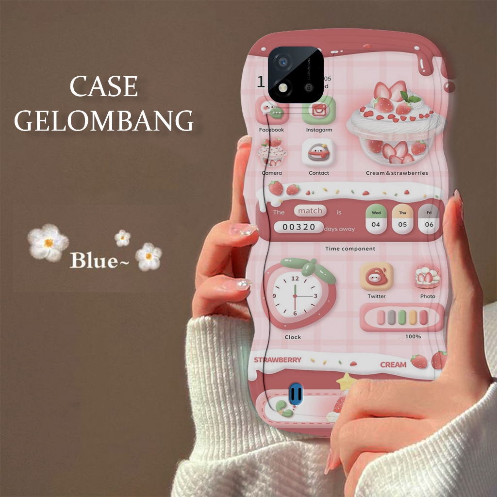 Soft Case GELOMBANG Hp Realme C11 2021 - Realme C11 2021 - Case Pro Camera - Fashion Case Motif Pink
