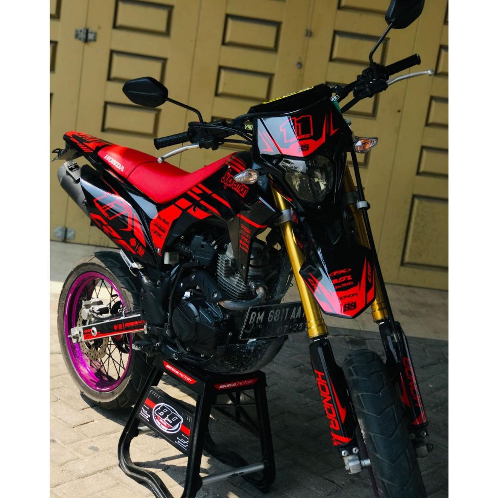 DECAL CRF 150 L HITAM MERAH BISA CUSTOM NAMA NOMOR DAN WARNA