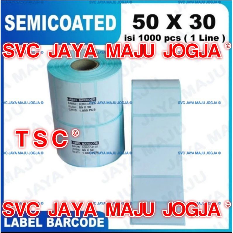 

[ TSC ] 50 X 30 - 1 LINE SEMICOATED - FACE OUT - ISI 1.000 PCS || CORE 1" || LABEL BARCODE THERMAL TRANSFER PAKAI RIBBON - APOTEK APOTIK LABORATORIUM RESEP OBAT RS || 50X30 - TA200 TA 200 TA210 TA 210 TTP244PLUS TTP244 PLUS TTP 244 PLUS