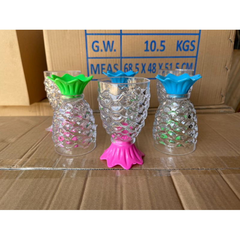 6 PCS Gelas Akrilik Sloki GL-77 POLI Motif Nanas | Gelas Aesthetic | Gelas Hari Raya