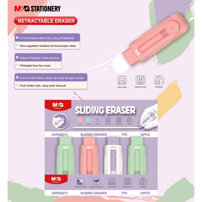 

Penghapus Mekanik / Pastel Push Sliding Eraser ATK M&G Warna Cute 3 Colours Murah Meriah - ATK Murah Meriah / Alat Tulis Kantor / Stationery(Pcs)