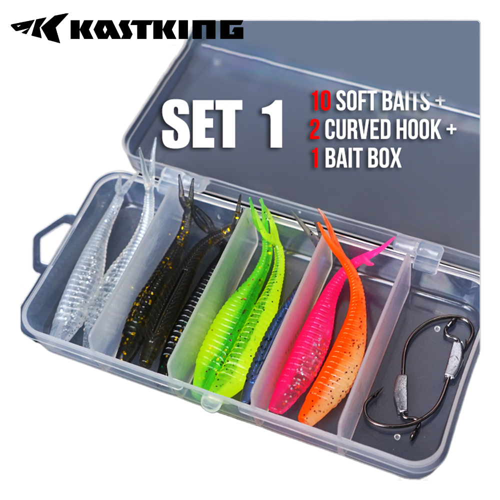 [OFFICIAL] KastKing Soft Bait Fishing Lure Umpan Pancing Umpan Lembut, SET BOX=10 soft lure+Free Bai