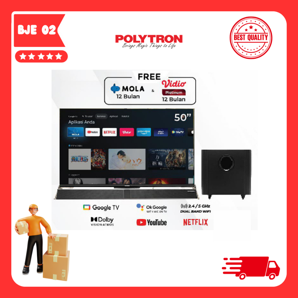 TV LED Polytron 50" PLD 50BUG5959 4K UHD Smart Cinemax Soundbar TV 50 Inch