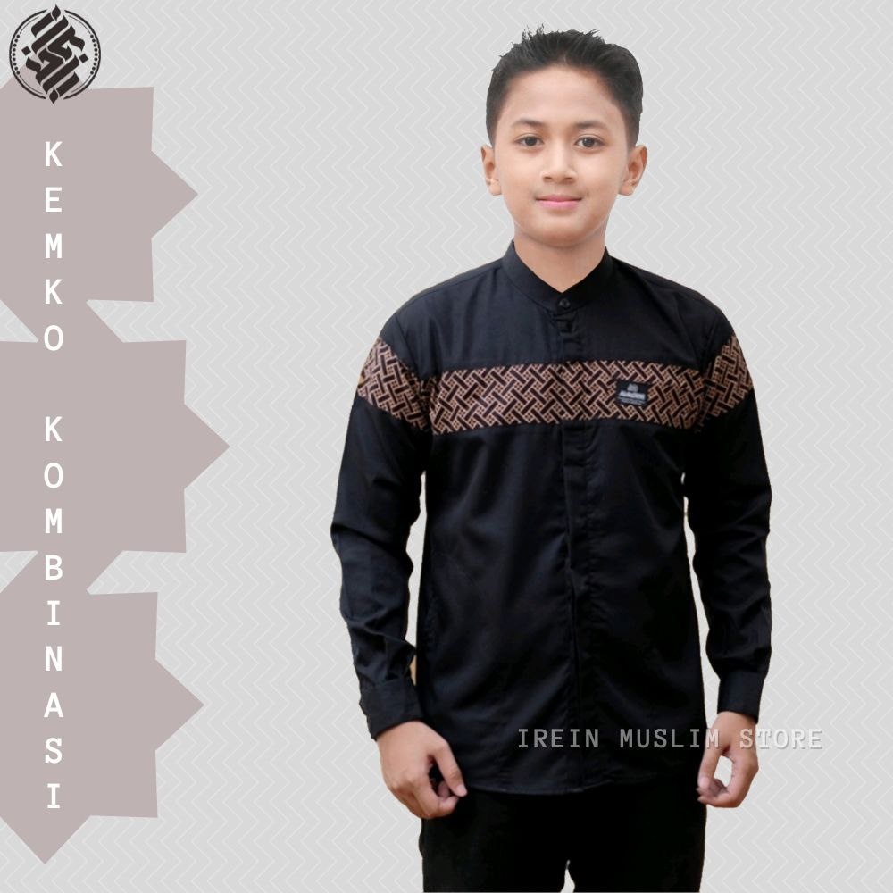 Baju koko Anak Remaja Lengan Panjang Kombinasi Batik Falkon