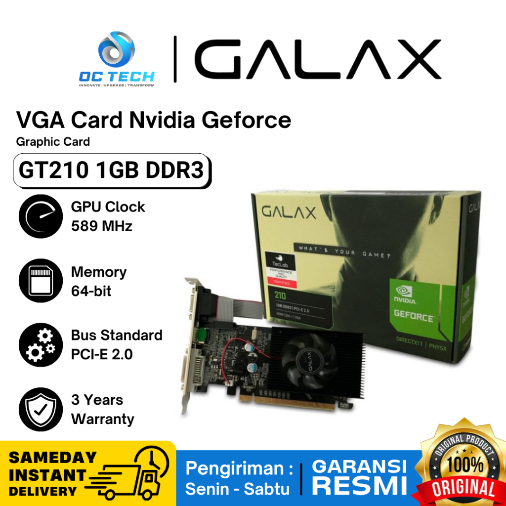 VGA GALAX Nvidia Geforce GT 210 1GB DDR3 GALAX 210 VGA Cad Original Garansi Resmi