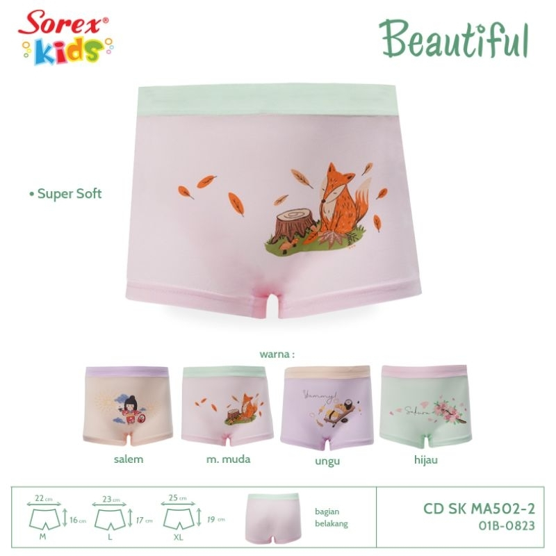 [ 3 pcs ] CD Sorex 502 ( 2-7 tahun ) Celana Dalam Anak Perempuan Cewe M-XL Motif Terbaru - Mowoto