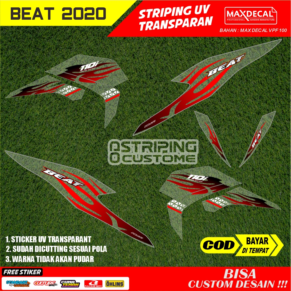 STIKER STRIPING TRANSPARAN BEAT DELUX 2020 FACELIFT LIS STIKER UV ALL NEW BEAT ESP 2017 SEMI FULL VA