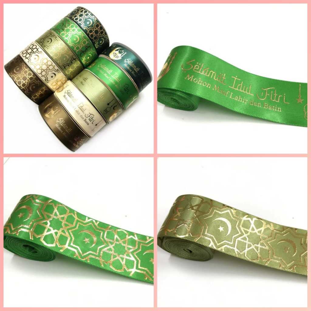 

10 YARD - PITA SATIN TULISAN IDUL FITRI / PITA LEBARAN/PITA IDUL FITRI SABLON EMAS TIMBUL