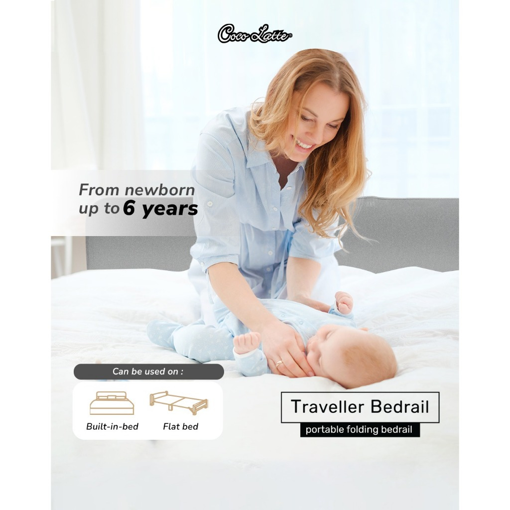 Makassar - Cocolatte Traveller Bedrail / Pagar Ranjang / Pagar Pengaman Kasur Bayi / Baby Bedrail