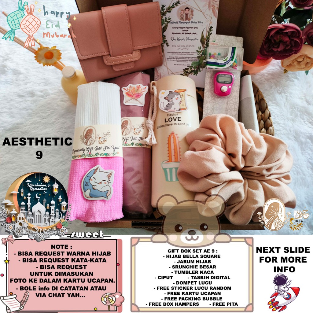 

hampers hijab premium / hampers hijab gift box / hampers cewek ulang tahun / hampers cewek aesthetic