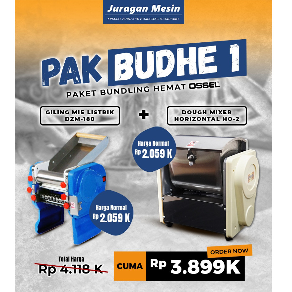 PROMO PAKET MURAH PAKET Giling Mie Listrik DZM180 Ossel Dough Mixer Horizontal HO2 OSSEL