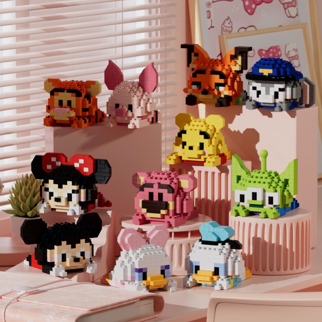 [PIT] Mainan Balok Kartun Disney Mickey Minnie Daisy Donald Pooh Linabell Stellalou nano Block Block