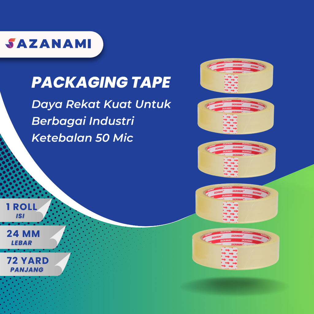 

isolasi bening 1" Inch 24mm x 72 Yard sazanami selotip solasi lakban tape