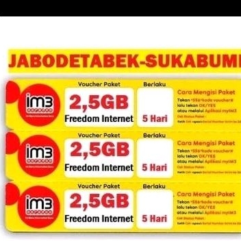 Voucher Indosat freedom internet 2,5GB 5hari JABODETABEK