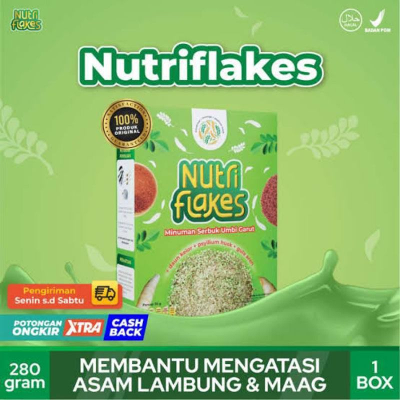 

Nutriflakes sereal umbi garut original untuk mengobati asam lambung maag gerd alami dan melancarkan pencernaan bpom