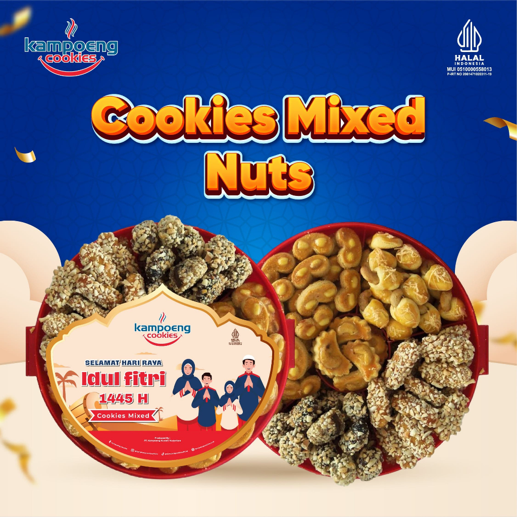 

Kue Kering Nuts Mixed 5 in 1 Premium Kampoeng Cookies Lebaran 1000 gr