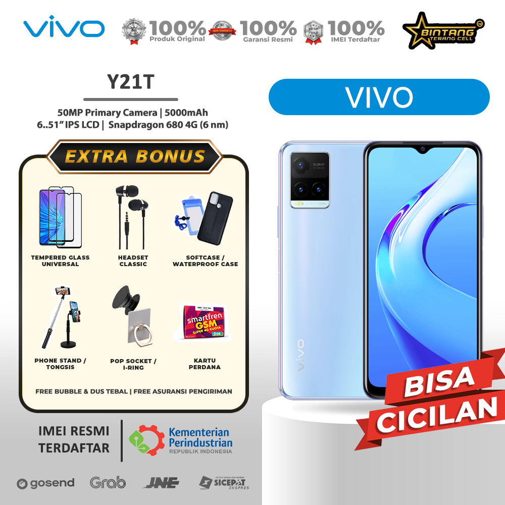 VIVO Y21T RAM 6+128GB EXTENDED 2GB=8GB SNAPDRAGON 680 GARANSI RESMI