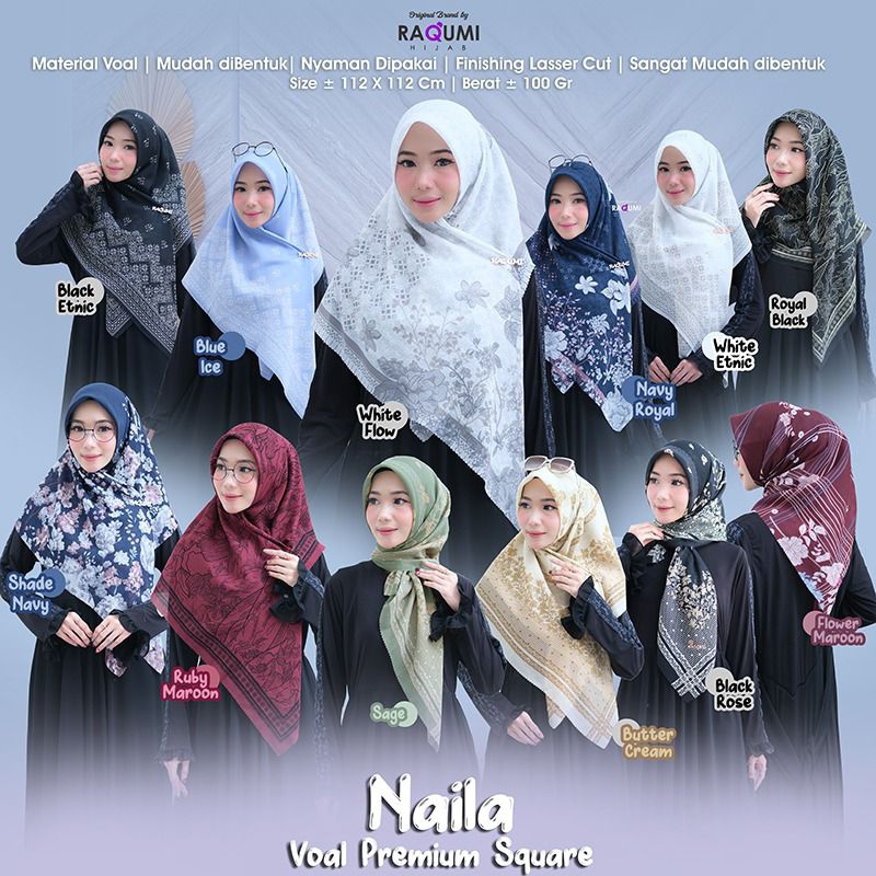 Naila square ORI raqumi // hijab segi empat // hijab daily // hijab motif square