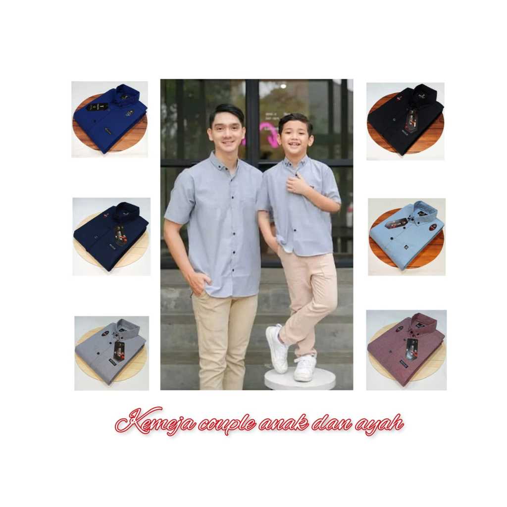 KEMEJA PENDEK  COUPLE AYAH DAN ANAK /KEMEJA POLOS PENDEK COUPLE AYAH ANAK /SERAGAMAN AYAH ANAK GRATI