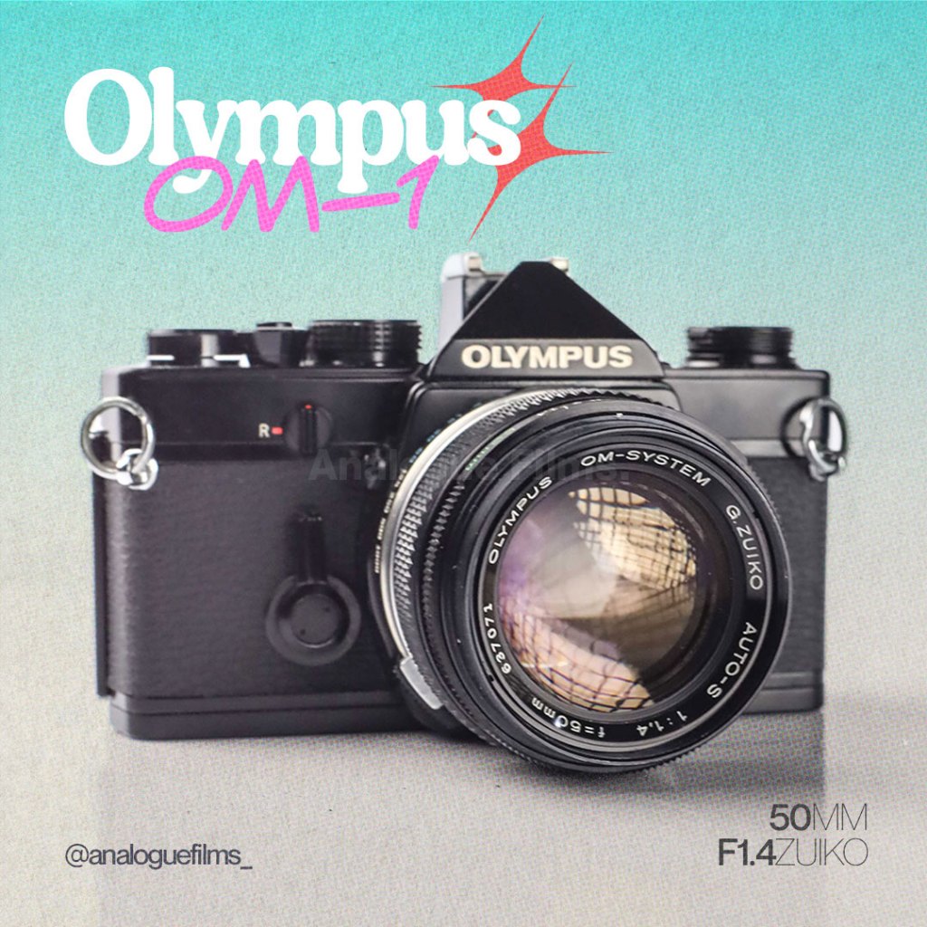 Kamera Analog Olympus OM-1 OM1 Black kit 50mm f1.4 Zuiko Normal