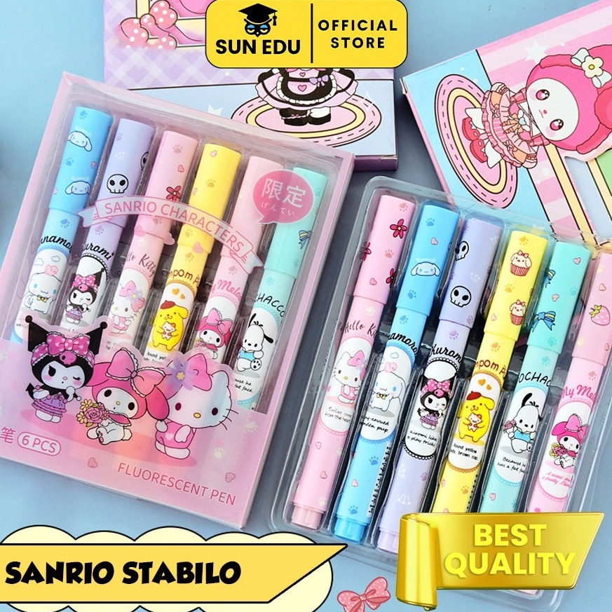 

JGP497 MURAH LEBAY 6 PCS 1 set Stabilo sanrio highlighter Stabilo pastel color cute penanda pewarna