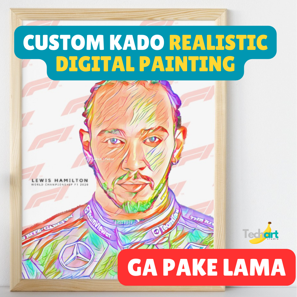 TechArt Studio Desain Kado Ulang Tahun Foto Realistic Digital Painting Next Level dari WPAP 20x25cm,