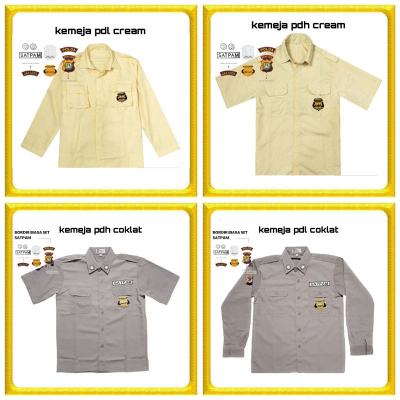KEMEJA PDH COKLAT SATPAM / KEMEJA PDH CREAM SATPAM / seragam pdh security 2021 Seragam PDH Satpam Te